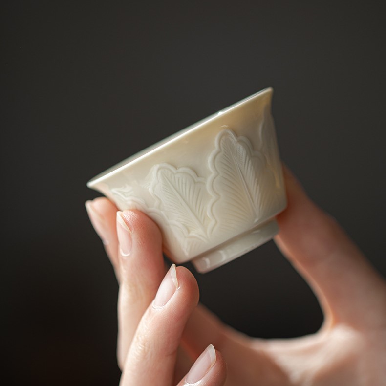 Ding-Ware-Ceramic-Banana-Leaves-50ml-Tea-Cup-2 Ding Ware Ceramic Banana Leaves 50ml Tea Cup