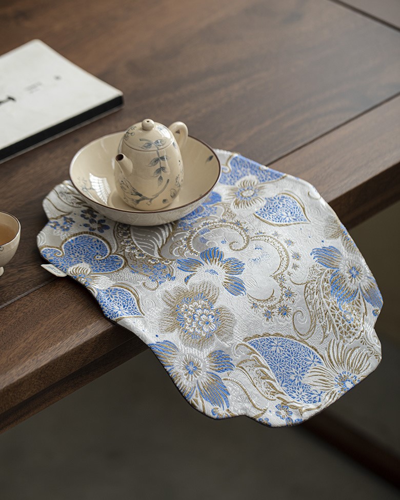 Embroidered-Fabric-Begonia-Shape-Tea-Mat-13 Embroidered Fabric Begonia Shape Tea Mat