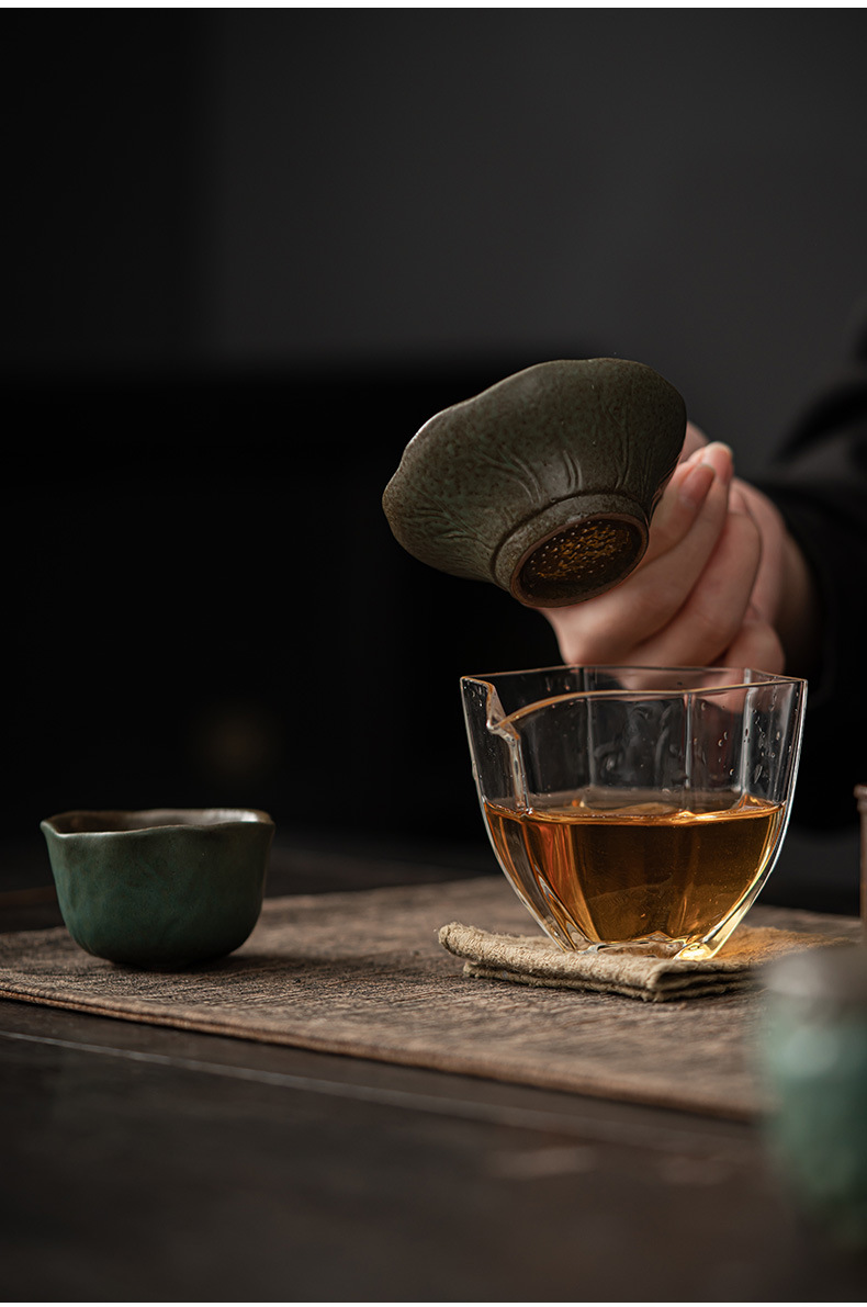 Gradient Glaze Ceramic Lotus  Tea Filter Set