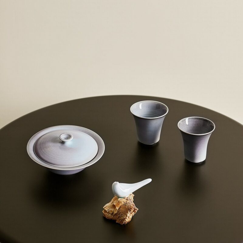 Gradient Glaze Ceramic Misty Purple 110ml Gaiwan (3) Gradient Glaze Ceramic Misty Purple 110ml Gaiwan