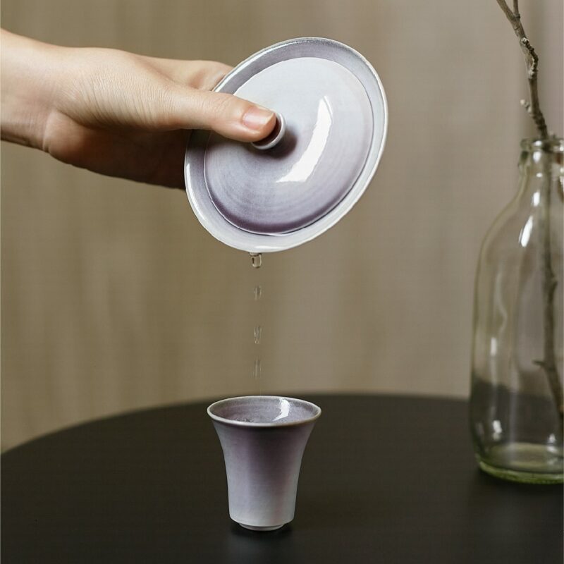 Gradient Glaze Ceramic Misty Purple 110ml Gaiwan (6) Gradient Glaze Ceramic Misty Purple 110ml Gaiwan
