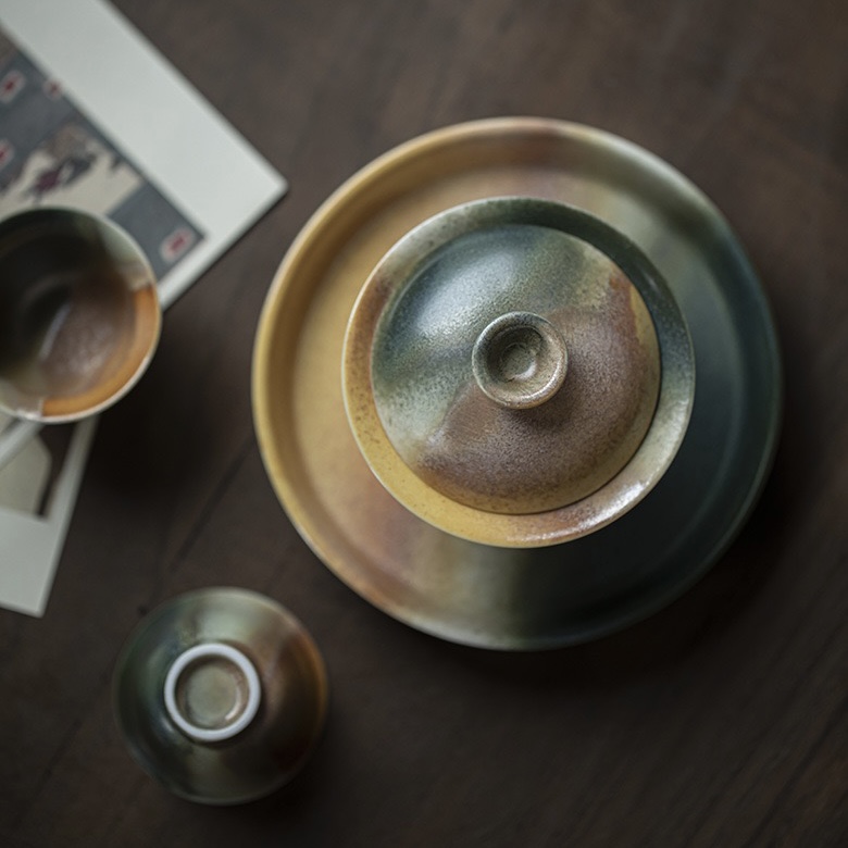 Gradient Glaze Ceramic Yellow Blue 120ml Gaiwan