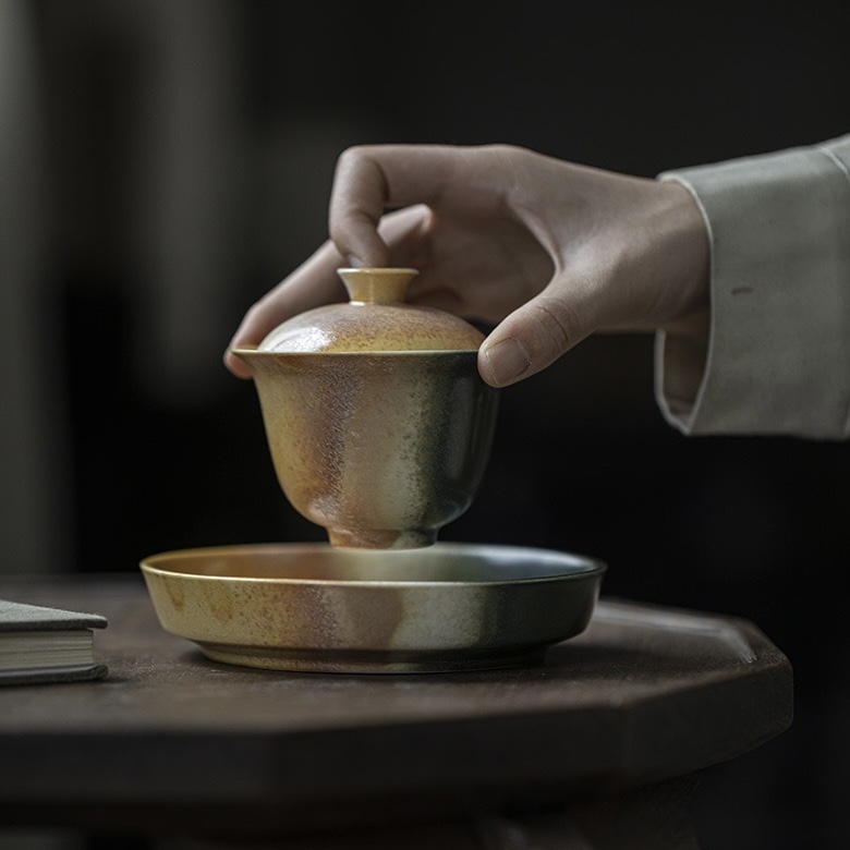 Gradient Glaze Ceramic Yellow Blue 120ml Gaiwan