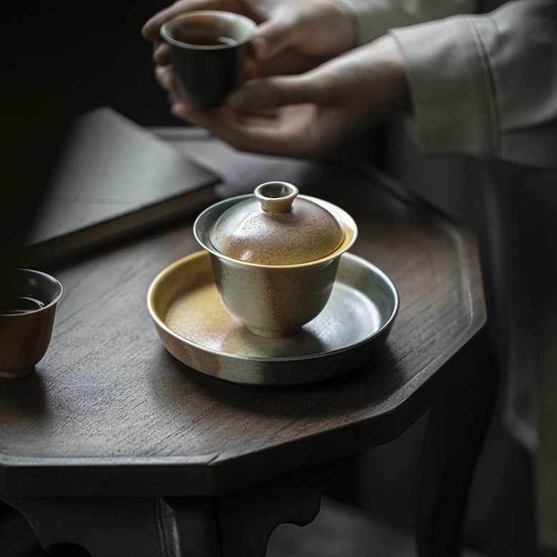 Gradient Glaze Ceramic Yellow Blue 120ml Gaiwan