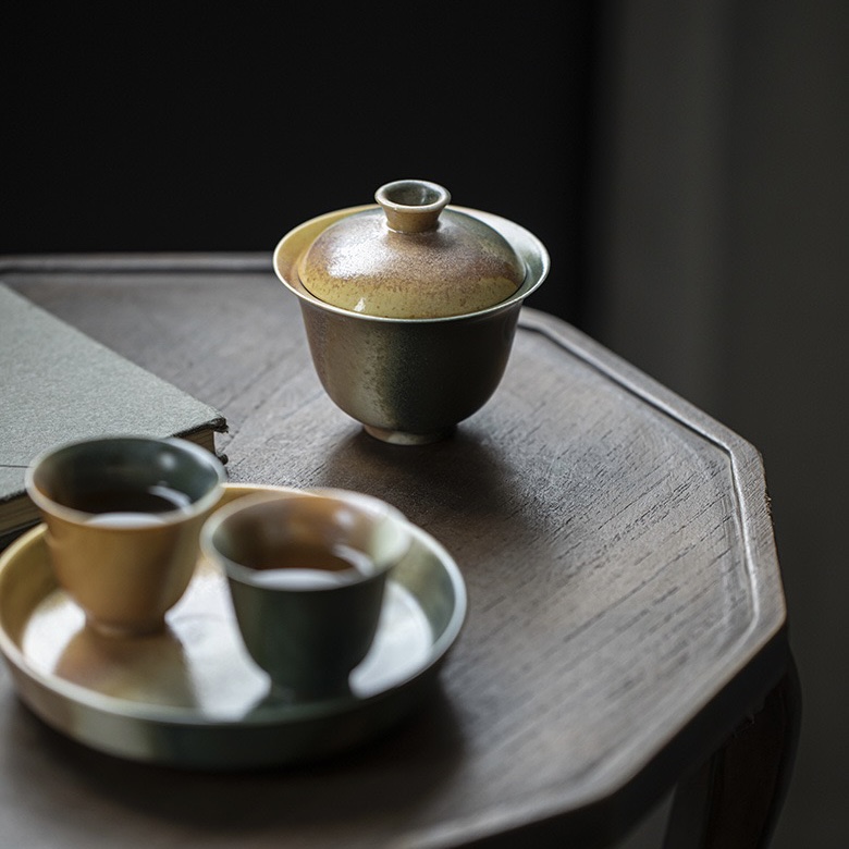 Gradient Glaze Ceramic Yellow Blue 120ml Gaiwan