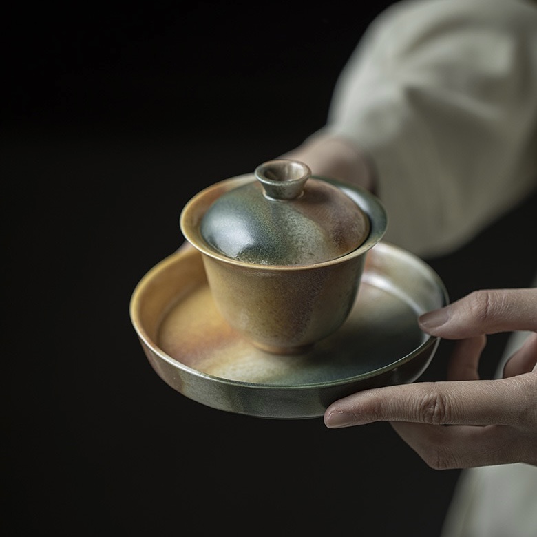 Gradient Glaze Ceramic Yellow Blue 120ml Gaiwan