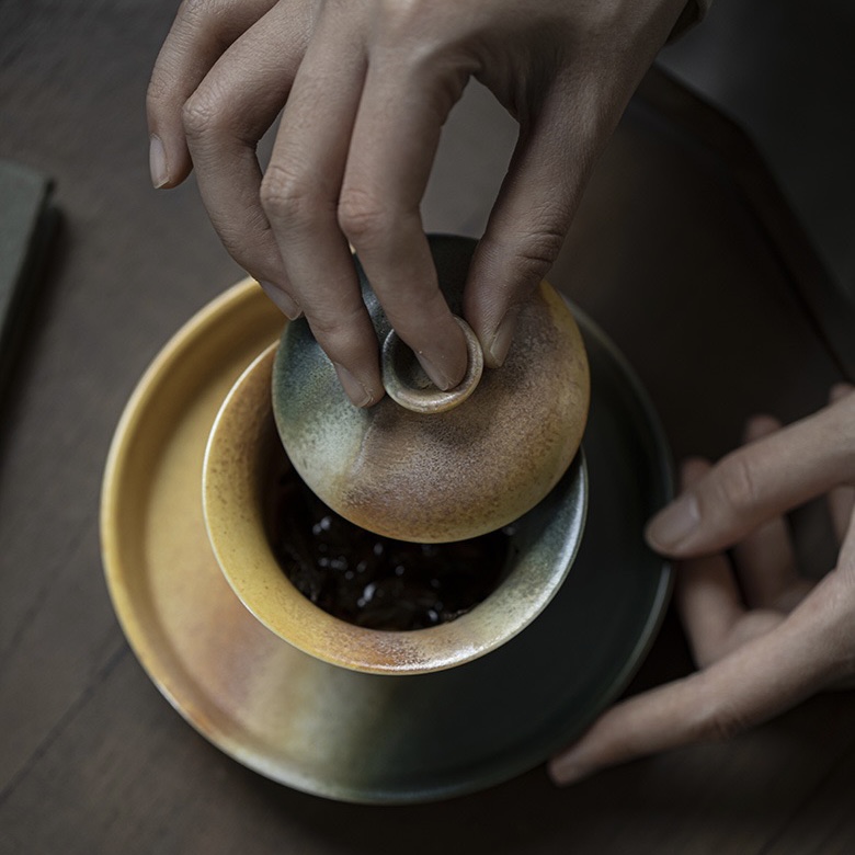 Gradient Glaze Ceramic Yellow Blue 120ml Gaiwan