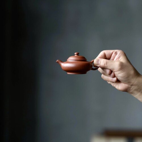 Half-Handmade-Aged-Zhuni-Short-Pan-Hu-90ml-Yixing-Teapot-1 Aged Zhuni Short Pan Hu 90ml Yixing Teapot