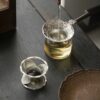 Hammered-Texture-Metal-Lotus-Tea-Filter-Set-4 Hammered Texture Metal Lotus Tea Filter Set