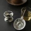 Hammered-Texture-Metal-Lotus-Tea-Filter-Set-7 Hammered Texture Metal Lotus Tea Filter Set