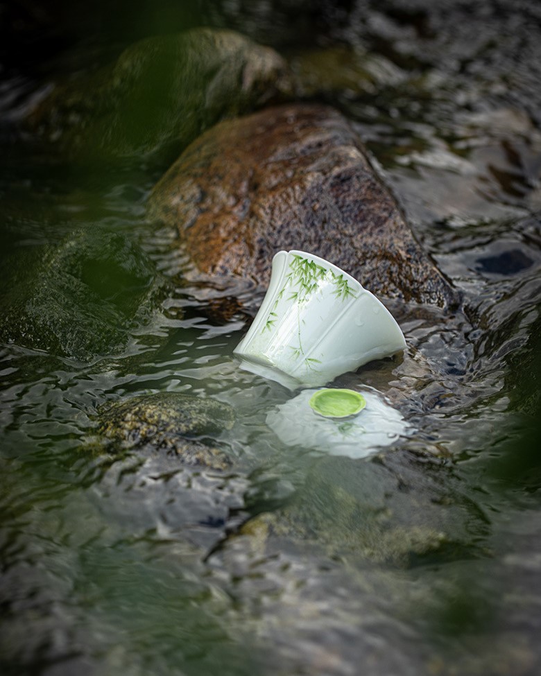 Hand-painted Ceramic Bamboo Serenity 120ml Gaiwan