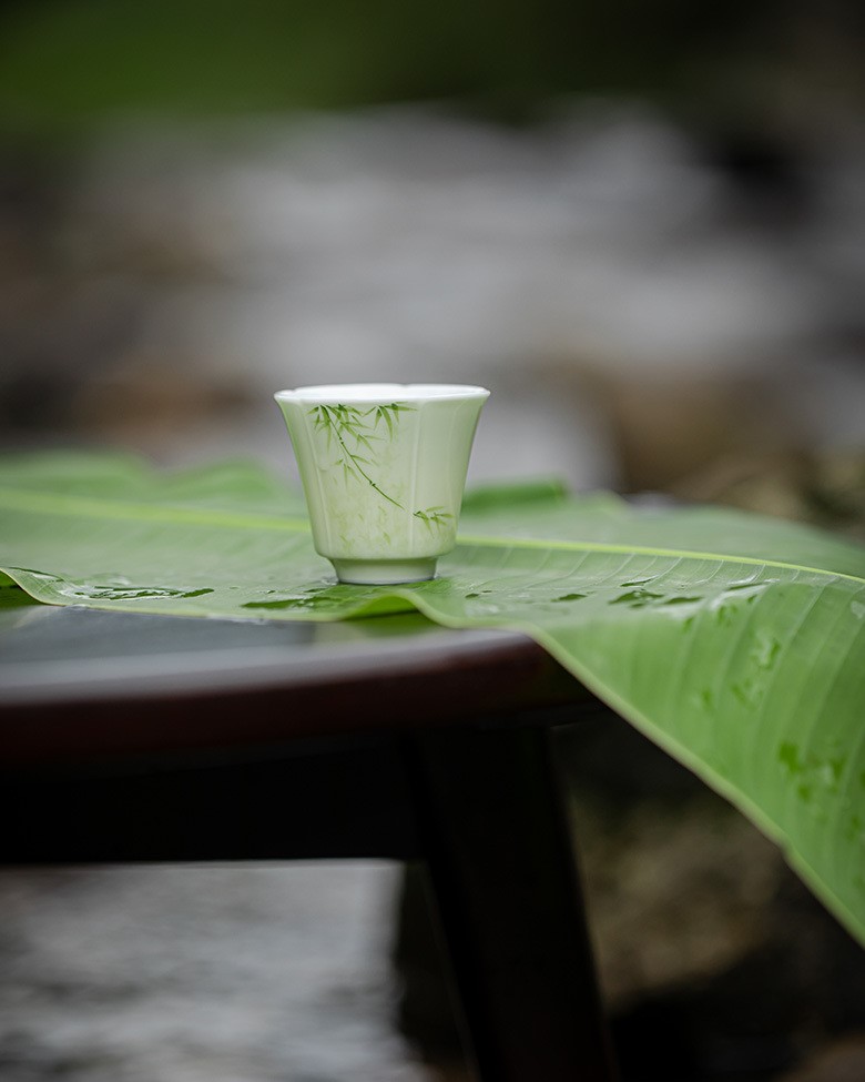 Hand-painted-Ceramic-Bamboo-Serenity-40ml-Tea-Cup-1 Hand-painted Ceramic Bamboo Serenity 40ml Tea Cup