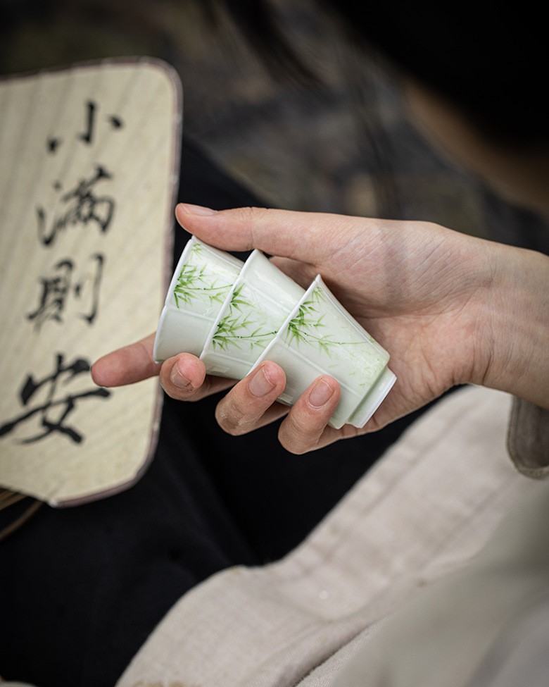 Hand-painted-Ceramic-Bamboo-Serenity-40ml-Tea-Cup-3 Hand-painted Ceramic Bamboo Serenity 40ml Tea Cup