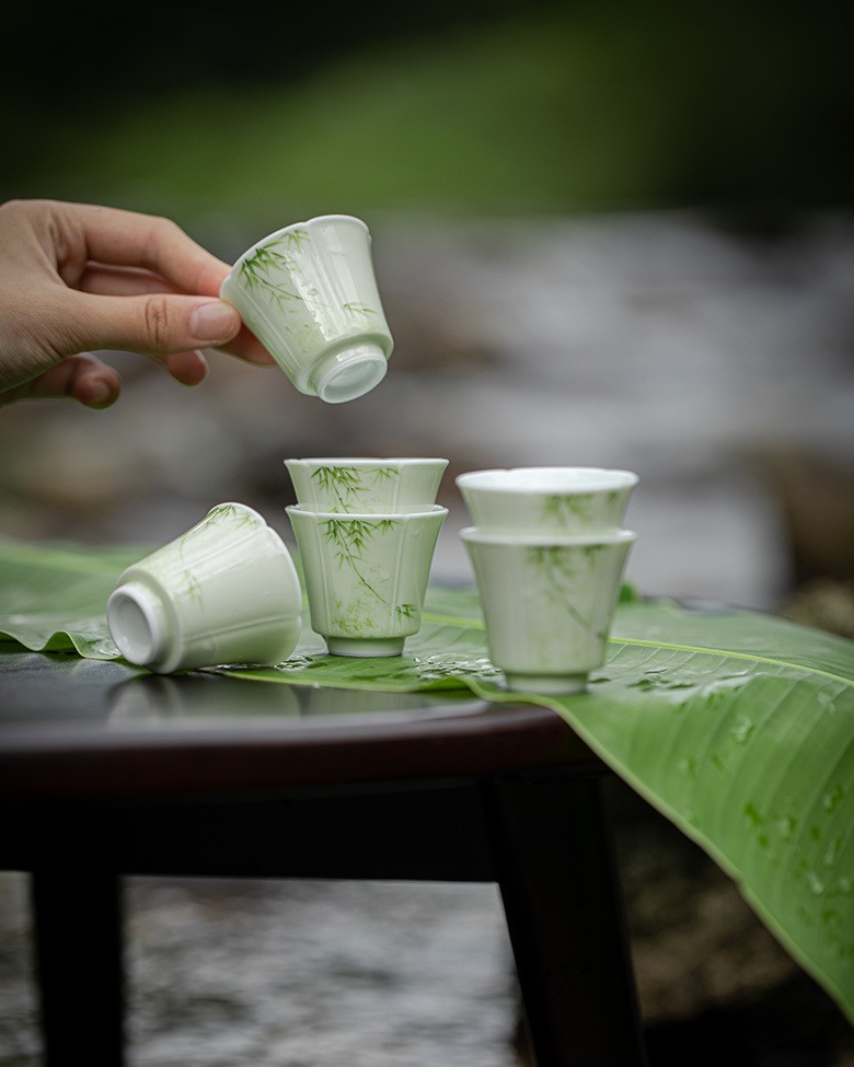 Hand-painted-Ceramic-Bamboo-Serenity-40ml-Tea-Cup-4 Hand-painted Ceramic Bamboo Serenity 40ml Tea Cup