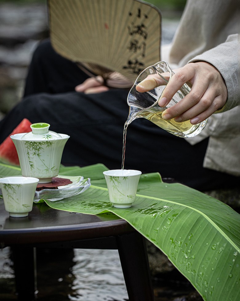 Hand-painted-Ceramic-Bamboo-Serenity-40ml-Tea-Cup-5 Hand-painted Ceramic Bamboo Serenity 40ml Tea Cup