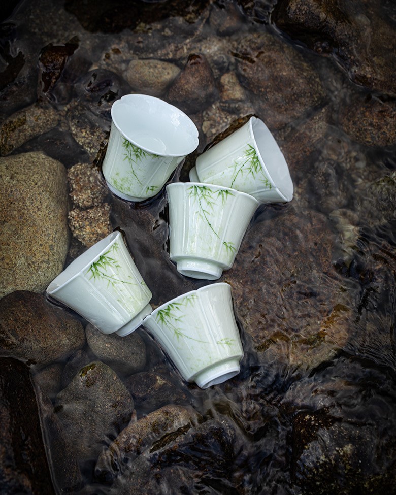 Hand-painted-Ceramic-Bamboo-Serenity-40ml-Tea-Cup-8 Hand-painted Ceramic Bamboo Serenity 40ml Tea Cup