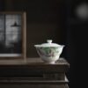 Hand-painted-Ceramic-Emerald-Green-Peach-120ml-Gaiwan-1 Hand-painted Ceramic Emerald Green Peach 120ml Gaiwan