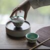 Hand-painted-Ceramic-Emerald-Green-Peach-120ml-Gaiwan-3 Hand-painted Ceramic Emerald Green Peach 120ml Gaiwan