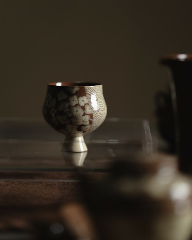 Hand-painted-Ceramic-Flower-and-Growth-Ring-Host-Tea-Cup-4 Hand-painted Ceramic Flower and Growth Ring Host Tea Cup