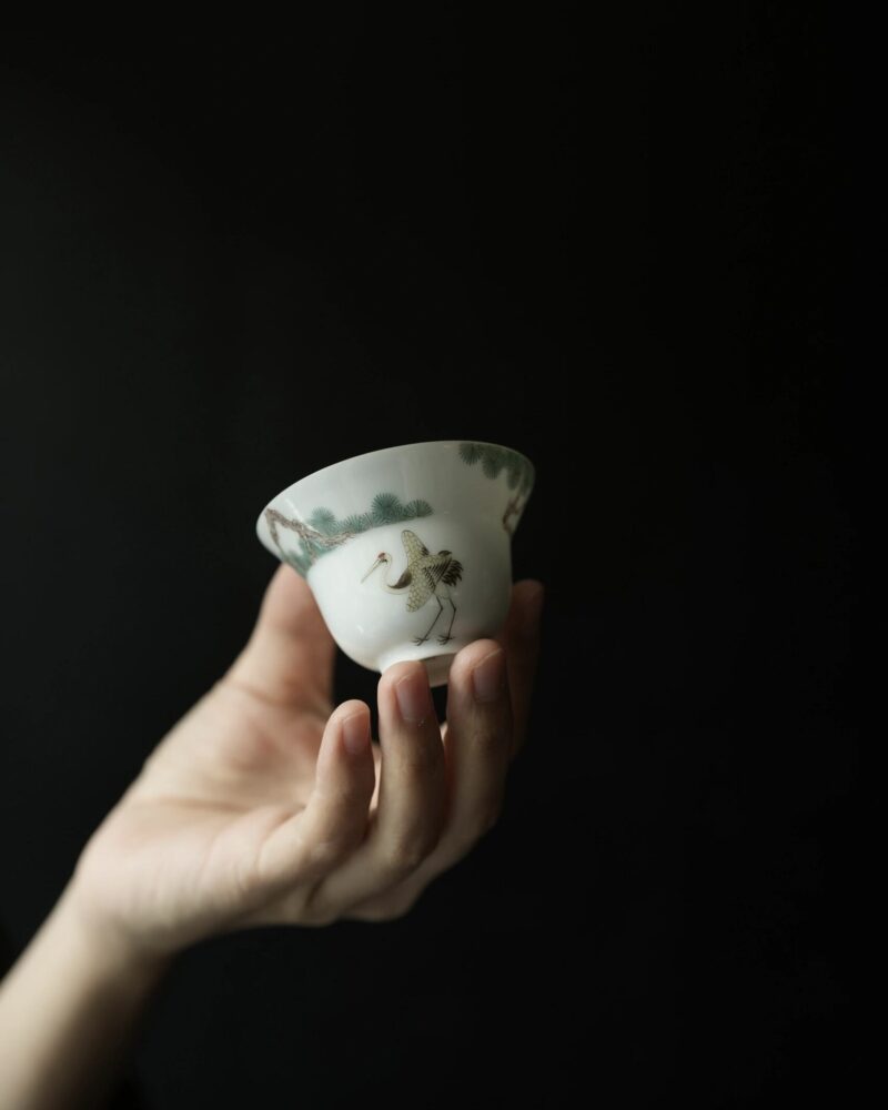 Handmade-Ceramic-Pine-Crane-60ml-Host-Tea-Cup-1 Handmade Ceramic Pine Crane 60ml Host Tea Cup