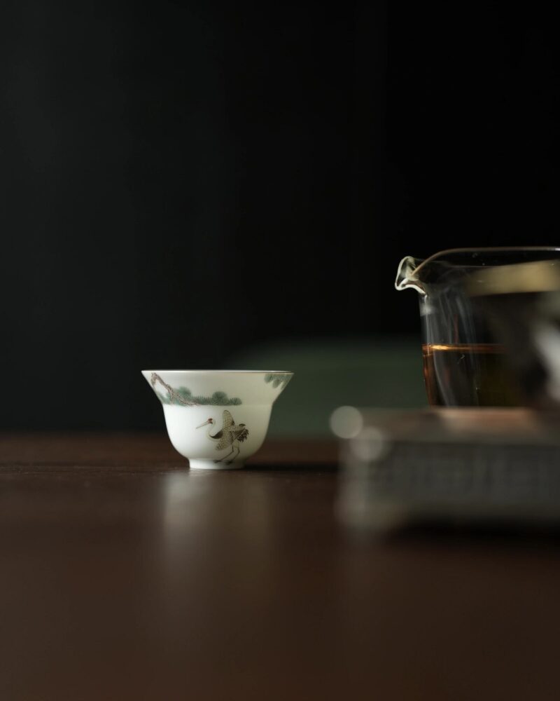 Handmade-Ceramic-Pine-Crane-60ml-Host-Tea-Cup-4 Handmade Ceramic Pine Crane 60ml Host Tea Cup