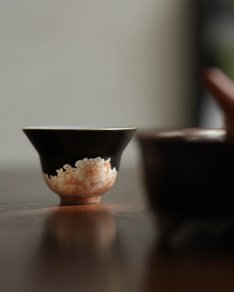 Handmade Ceramic Prosperous Flower 55ml Host Tea Cup