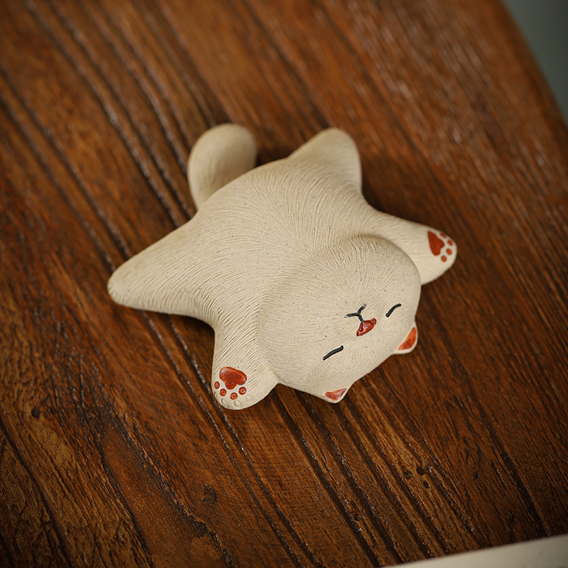 Handmade-Duanni-Lazy-Lying-Cat-Tea-Pet-7 Handmade Duanni Lazy Lying Cat Tea Pet