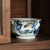 Handmade Dunhuang Art  Ceramic Fen Cai and Gold-Silver Inlaid Lotus and Deer 110ml Gaiwan