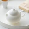 Handmade Mutton Fat Jade,Black Clay Day and Night 135ml Chinese Teapot (1) Handmade Mutton Fat Jade Day and Night 135ml Chinese Teapot
