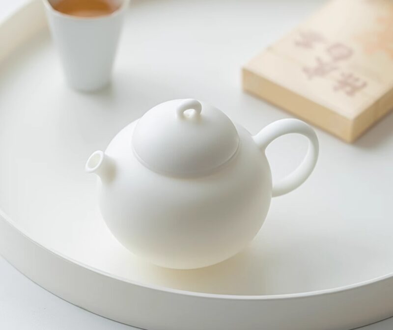 Handmade Mutton Fat Jade,Black Clay Day and Night 135ml Chinese Teapot (1) Handmade Mutton Fat Jade Day and Night 135ml Chinese Teapot