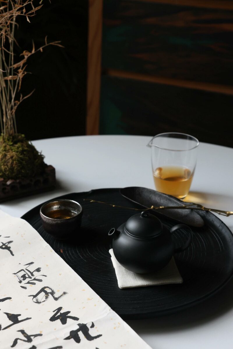 Handmade Mutton Fat Jade,Black Clay Day and Night 135ml Chinese Teapot (4) Handmade Mutton Fat Jade Day and Night 135ml Chinese Teapot