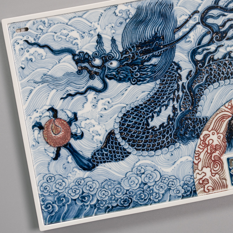 Handmade Underglaze Red Ceramic Dragon Soaring Chinese Tea Tray (5) Handmade Underglaze Red Ceramic Dragon Soaring Chinese Tea Tray