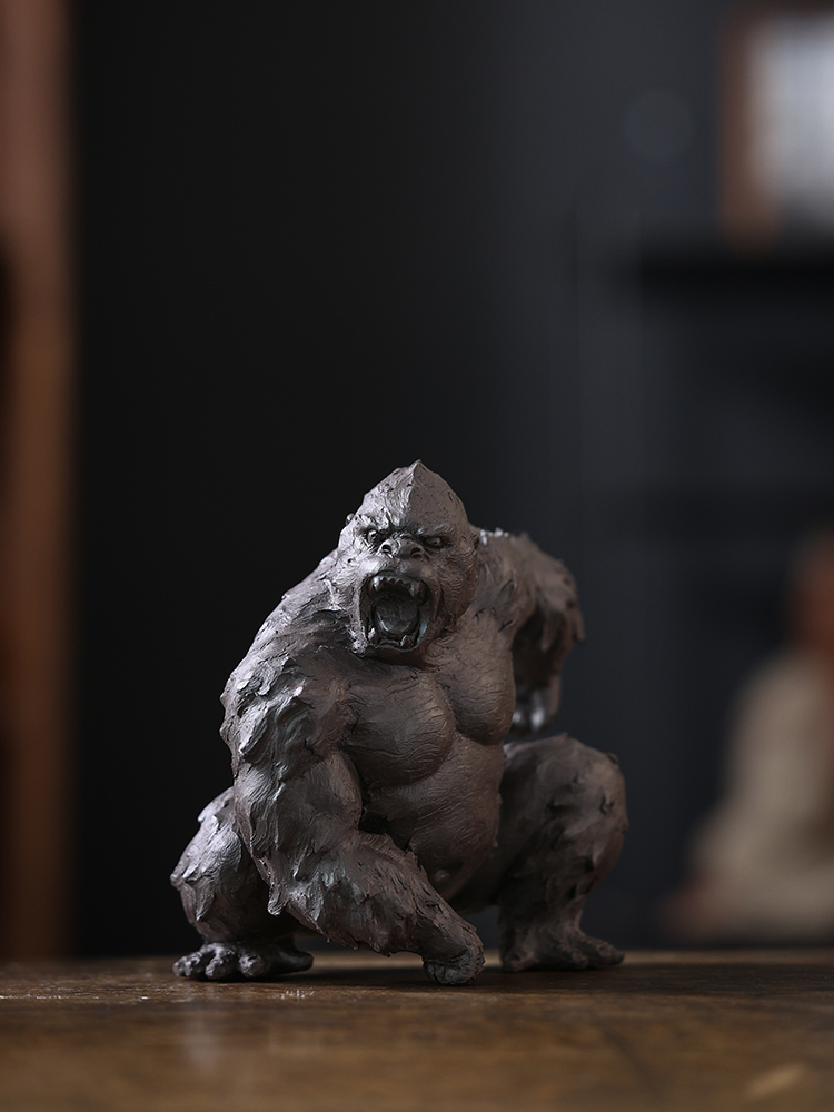 Handmade Zisha Yixing Clay Angry Gorilla Ornament Decoration Teapet (2) Handmade Zisha Yixing Clay Angry Gorilla Ornament Decoration Teapet