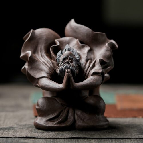 Handmade Zisha Yixing Clay Flying Bodhidharma Ornament Decoration Teapet
