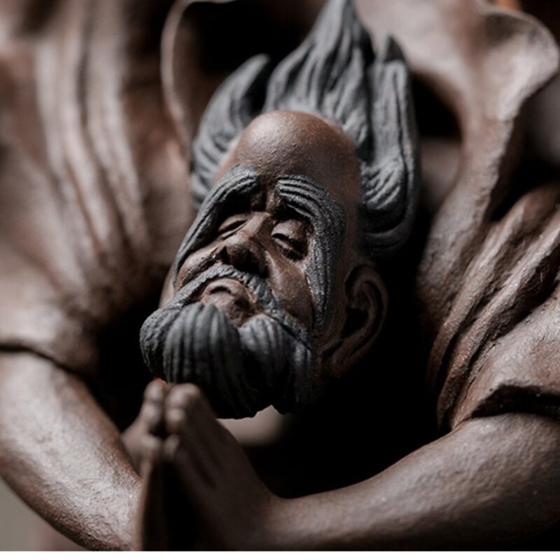 Handmade Zisha Yixing Clay Flying Bodhidharma Ornament Decoration Teapet (2) Handmade Zisha Yixing Clay Flying Bodhidharma Ornament Decoration Teapet