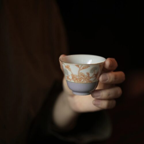 HandmadeCeramic-Purple-Chrysanthemums-60ml-Host-Tea-Cup-1 Handmade Ceramic Purple Chrysanthemums 60ml Host Tea Cup