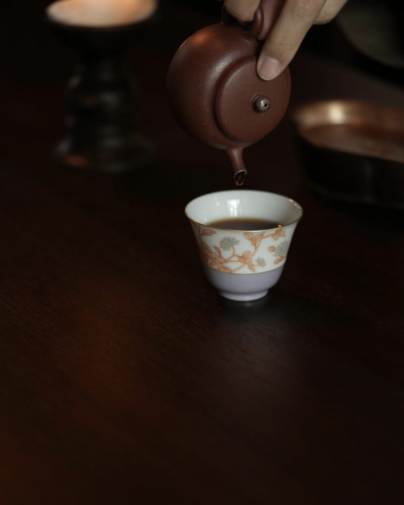 HandmadeCeramic-Purple-Chrysanthemums-60ml-Host-Tea-Cup-4 Handmade Ceramic Purple Chrysanthemums 60ml Host Tea Cup