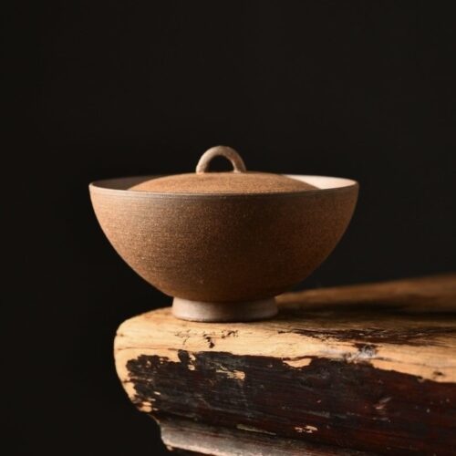 Handmade Unglazed Aged Rock Clay Yuan Bao 90ml Gaiwan