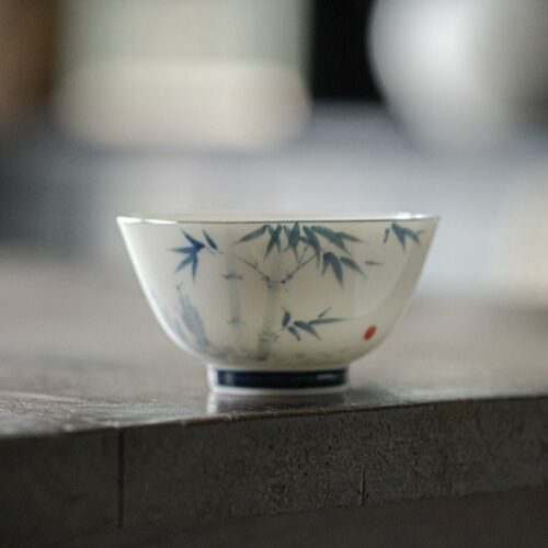 Qinghua-Ceramic-Bamboo-Leaves-90ml-Host-Tea-Cup-1 Qinghua Ceramic Bamboo Leaves 90ml Host Tea Cup