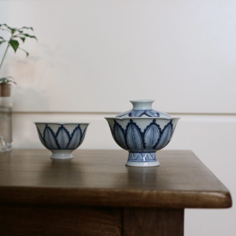 Qinghua-Ceramic-Banana-Leaf-70ml-Gaiwan-2 Preorder - Qinghua Ceramic Banana Leaf 70ml Gaiwan