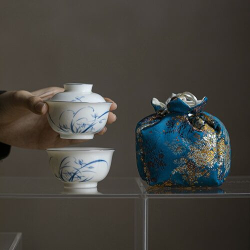 Qinghua-White-Porcelain-Orchid-100ml-Tea-Set-1 Qinghua White Porcelain Orchid 100ml Travel Tea Set
