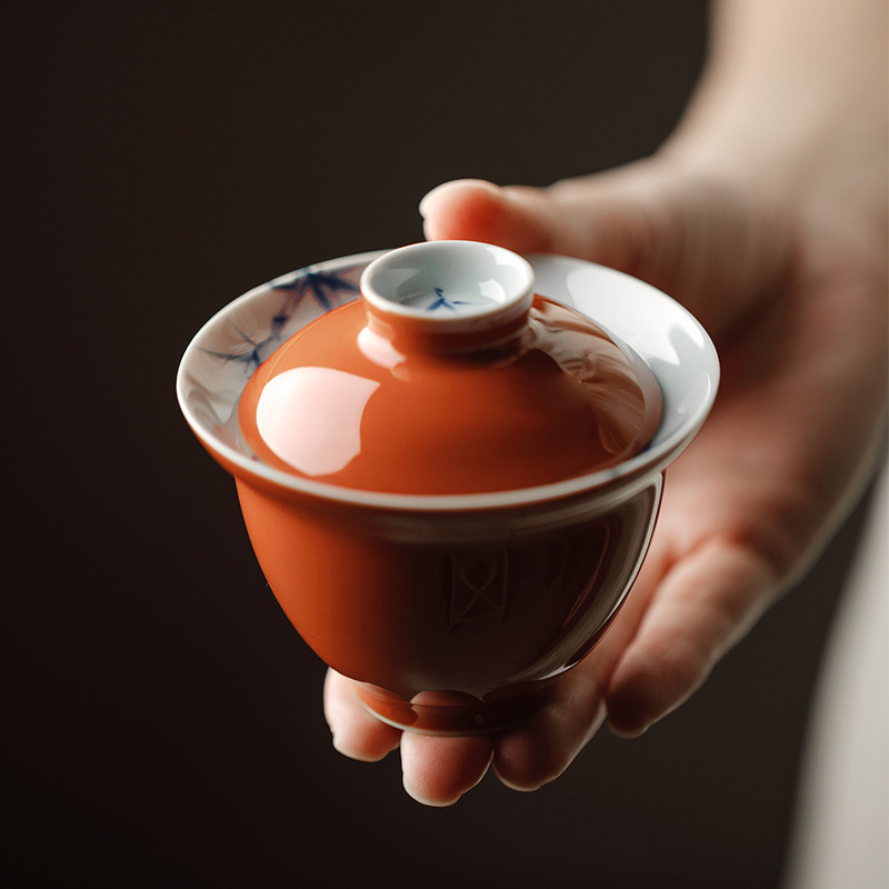 Red-Glaze-Qinghua-Bamboo-120ml-Gaiwan-1 Red Glaze Qinghua Bamboo 120ml Gaiwan