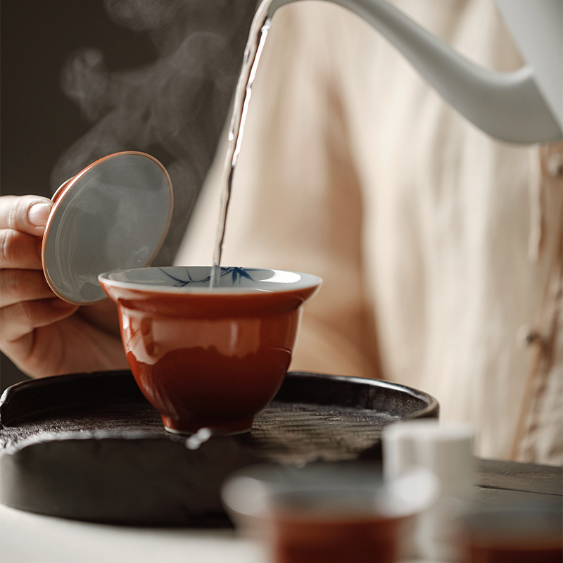 Red-Glaze-Qinghua-Bamboo-120ml-Gaiwan-5 Red Glaze Qinghua Bamboo 120ml Gaiwan