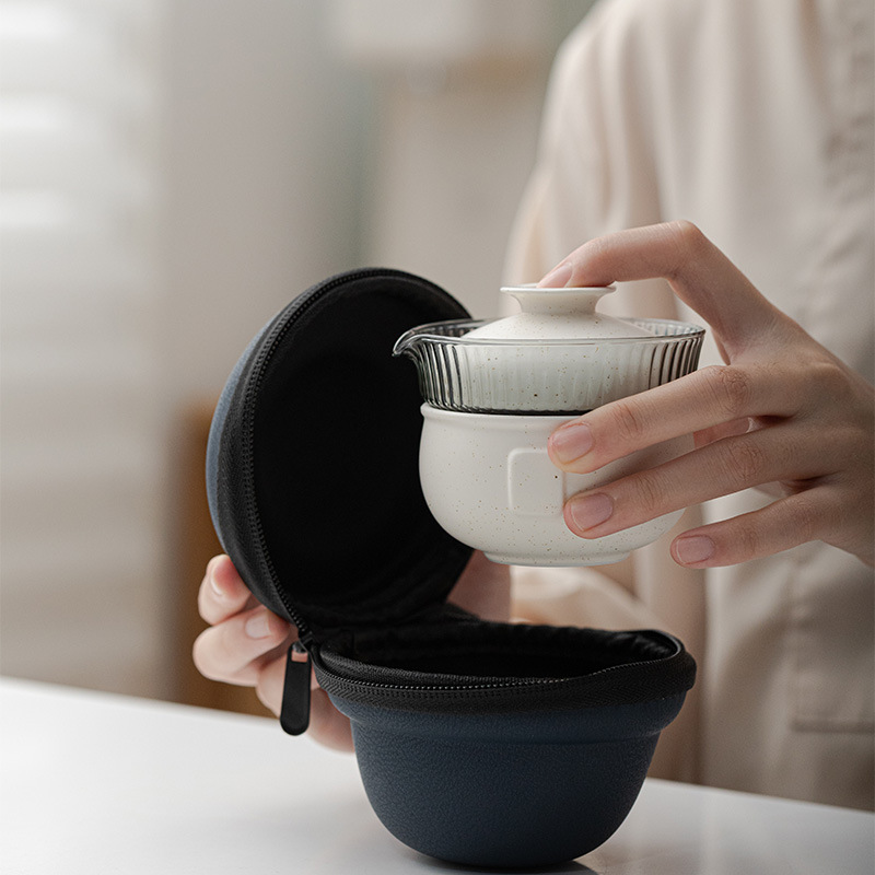 Simple Chic Ceramic Travel 130ml Tea Set