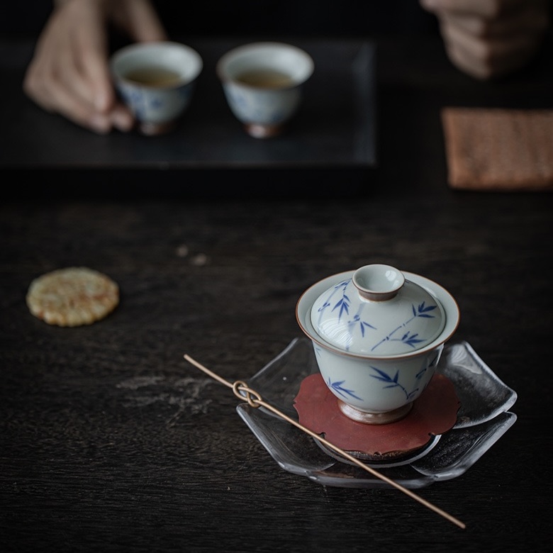 Vintage-Qinghua-Ceramic-Bamboo-110ml-Gaiwan-2 Vintage Qinghua Ceramic Bamboo 110ml Gaiwan