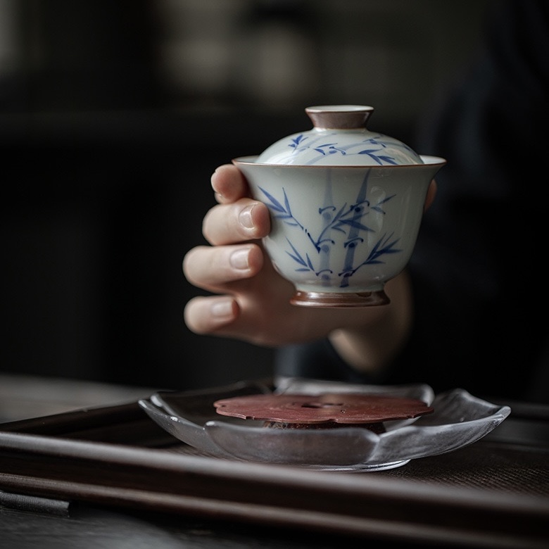 Vintage-Qinghua-Ceramic-Bamboo-110ml-Gaiwan-3 Vintage Qinghua Ceramic Bamboo 110ml Gaiwan