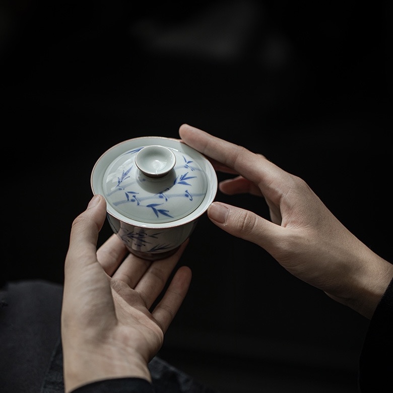 Vintage-Qinghua-Ceramic-Bamboo-110ml-Gaiwan-7 Vintage Qinghua Ceramic Bamboo 110ml Gaiwan