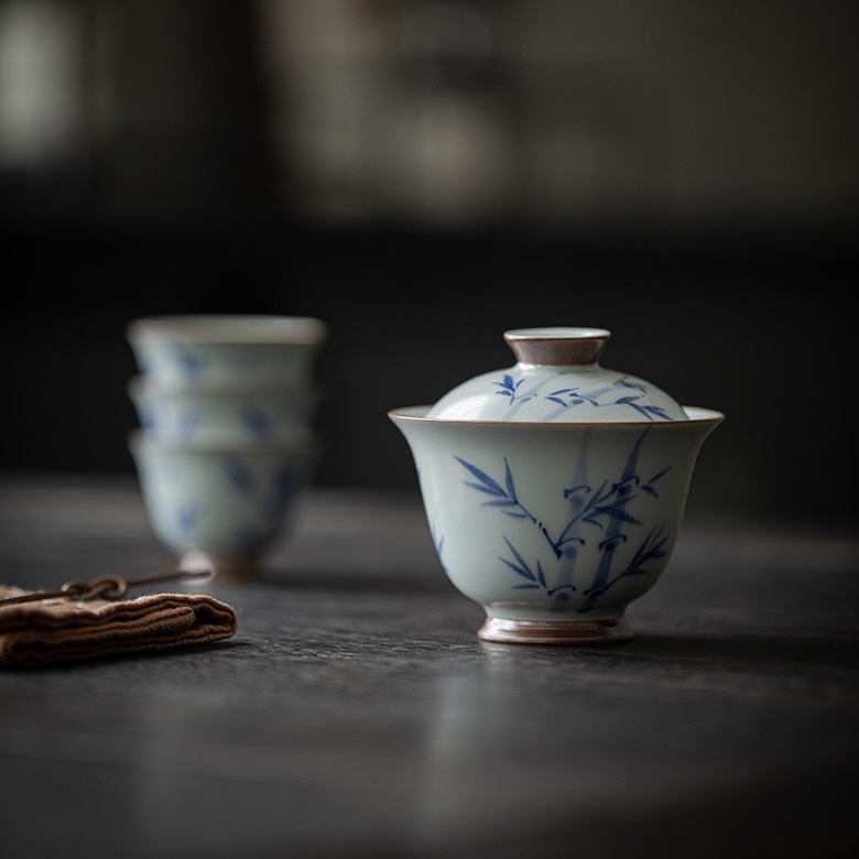 Vintage-Qinghua-Ceramic-Bamboo-110ml-Gaiwan-9 Vintage Qinghua Ceramic Bamboo 110ml Gaiwan
