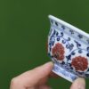 Fully Hand-painted Qinghua Underglaze Red Twined Lotus 120ml Tea Cup