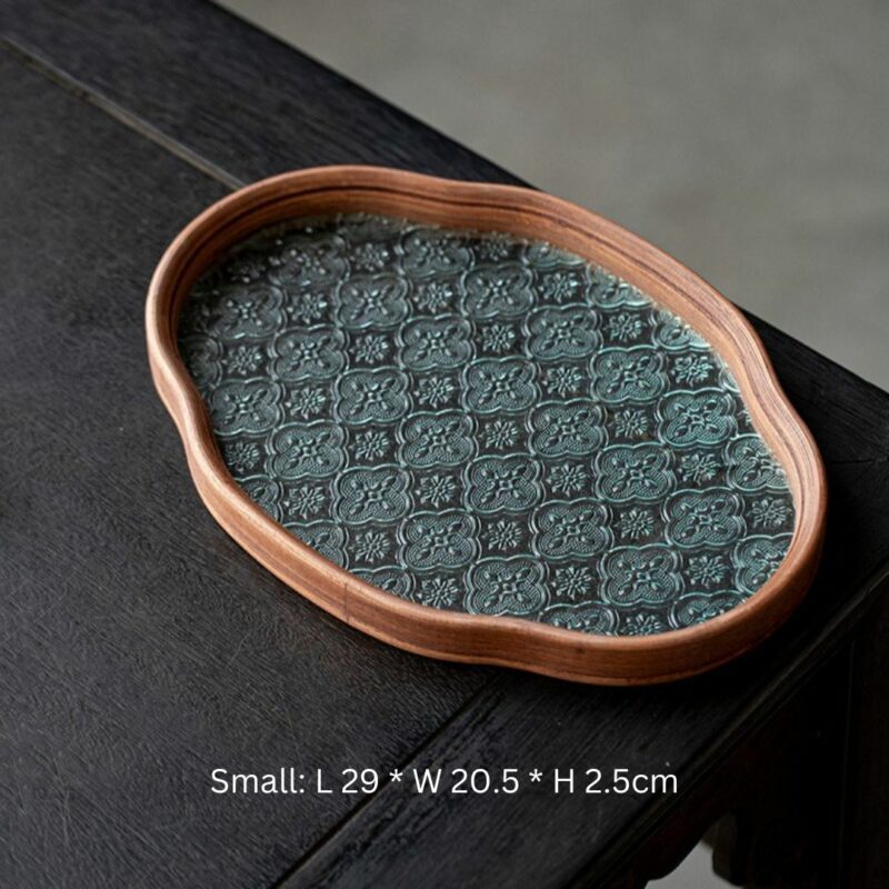 Vintage Glass Begonia Shape Tea Tray (20) Vintage Glass Begonia Shape Tea Tray